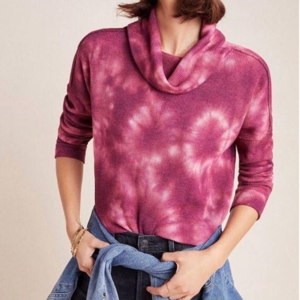 NWT Anthropologie x Maeve Ainsley Tie-Dye Cowl Neck Pullover - Picture 1 of 6